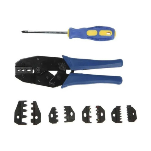 Набор электромонтажных инструментов Cabeus HT-TK-04 (инструмент обжимной для кабельных наконечников, отвертка, сменные  насадки 5 шт.)