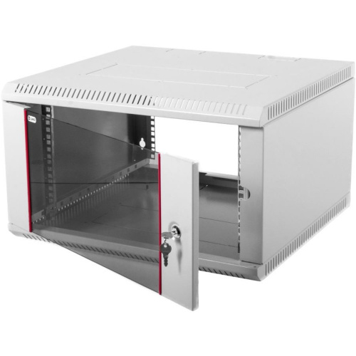 Шкаф коммутационный ЦМО ШРН-Э-9.500 серый 9U 600x520мм пер.дв.стекл несъемн.бок.пан.