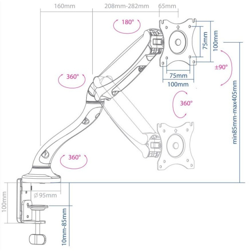 Кронштейн для мониторов Arm Media LCD-T21 черный