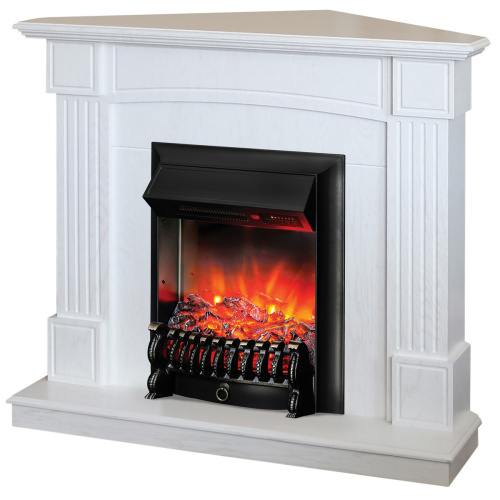 Электрокамин RealFlame Andrea Corner WT фактурный белый с очагом Fobos Lux Black RC