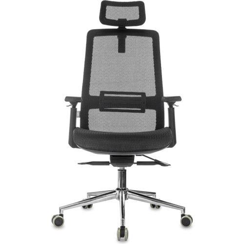 Кресло руководителя Бюрократ MC-912-H/SIT-M/B черный сетка с подголов. крестов. металл хром